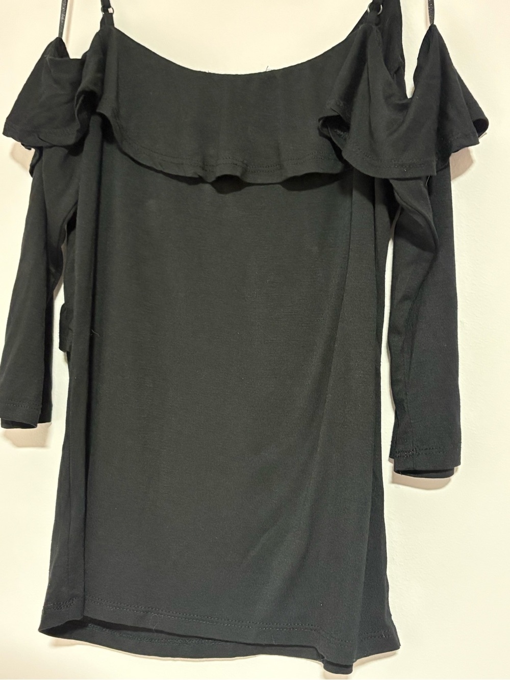 Black Off-Shoulder Ruffle Top - Picture 3 of 5
